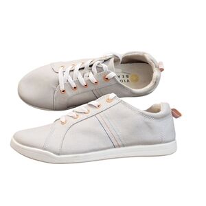 Vionic Beach Stinson Grey Canvas Lace Up Sneakers 10 WIDE